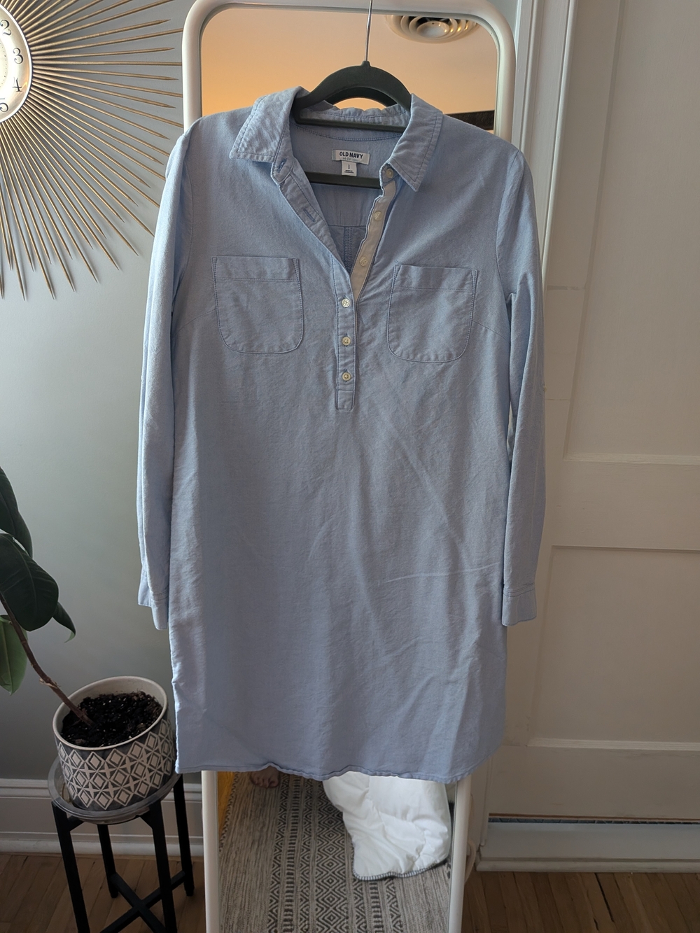 Light Blue Button-Front Shirt Dress Sz S